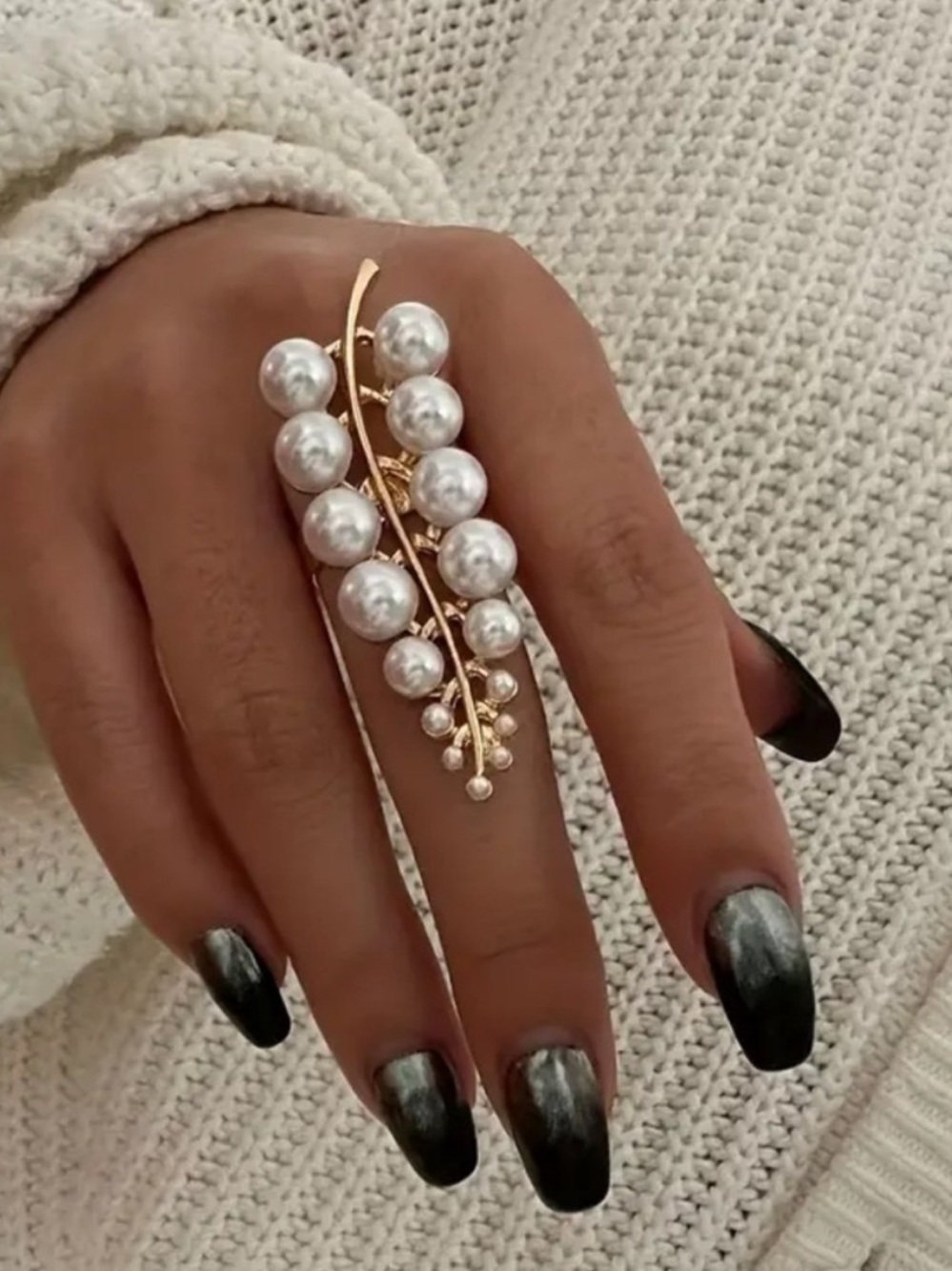 Gold Pearl Branch Statement Ring